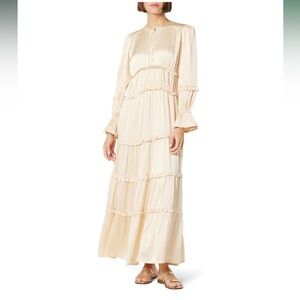 Chic Cream Maxi Dress with Ruffle Details